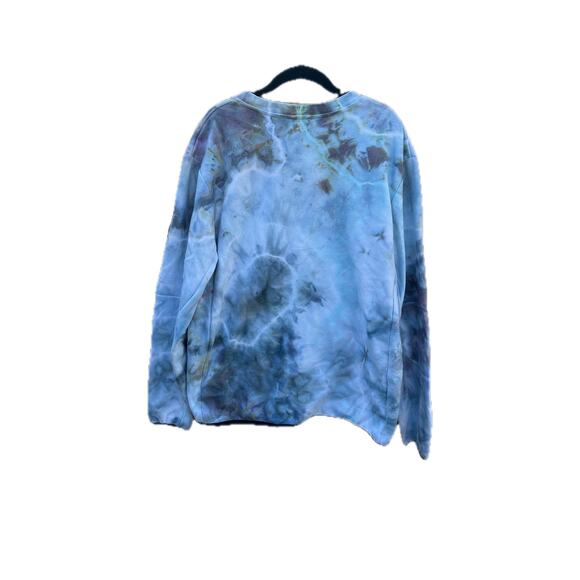 Tie Dye Crewneck Sweatshirt with pocket on Sleeve | Geode Dye - Ice Dye - Picture 2 of 2